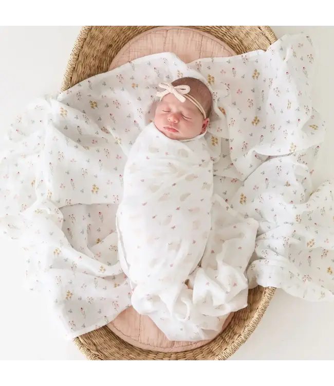 Lulujo Lulujo Cotton Muslin Swaddle 2pk Kitty + Flower