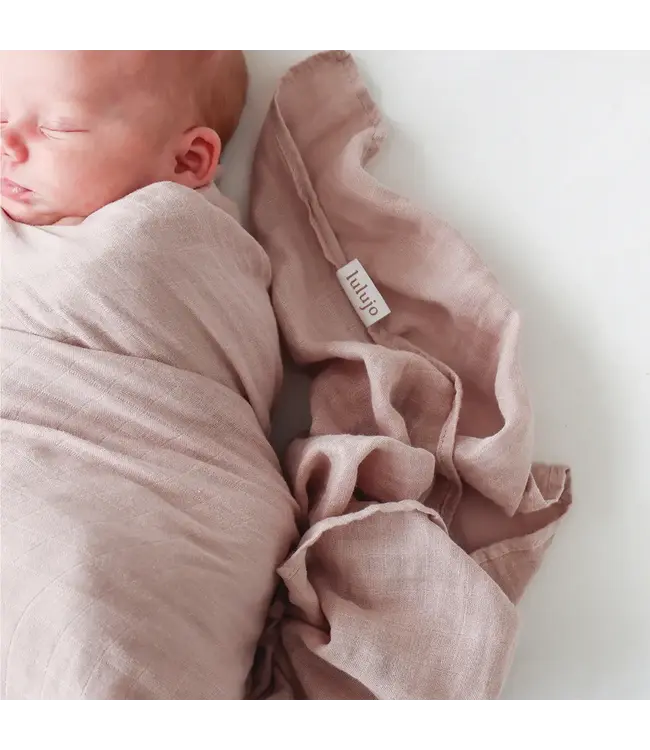 Lulujo Lulujo Cotton Muslin Swaddle 2pk Mushroom + Sand
