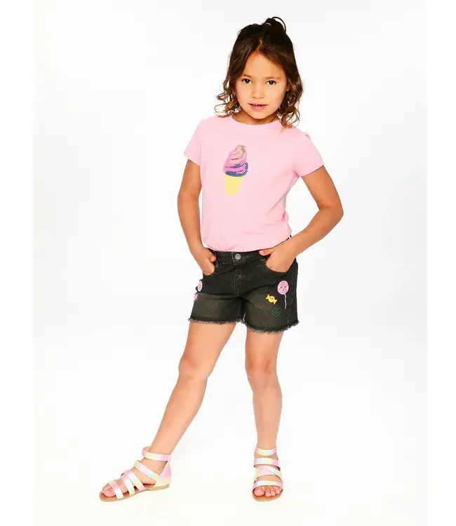Deux par Deux Sequin Ice Cream Tee in Cameo Pink