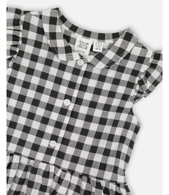 Deux par Deux Sleeveless Dress Black Gingham