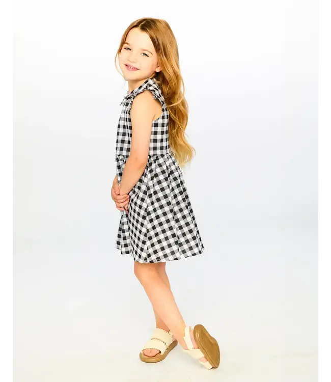 Deux par Deux Sleeveless Dress Black Gingham