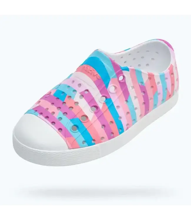 Native Canada Footwear Jefferson Print Shell White/Pastel Multi Stripe Big Kid
