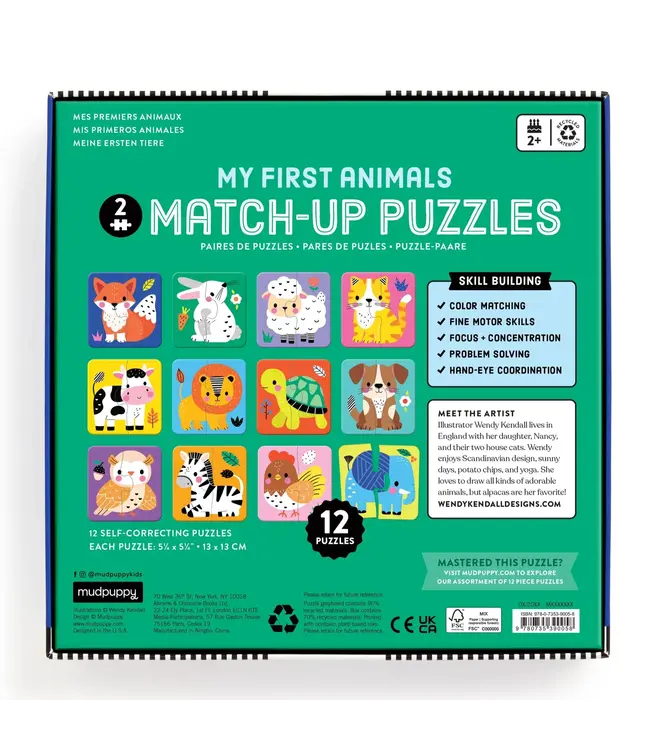 mudpuppy My First Animals 2 Piece Match-up Puzzle