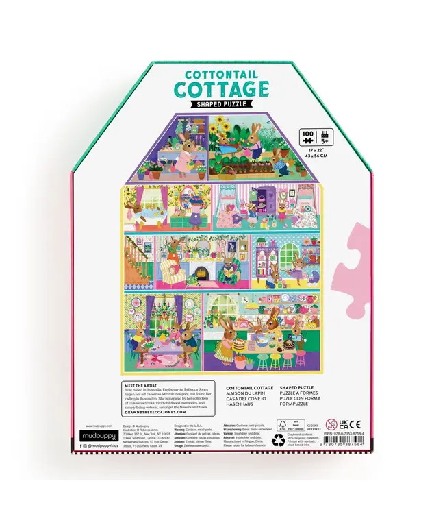 mudpuppy Cottontail Cottage 100 Piece House-shaped Puzzle