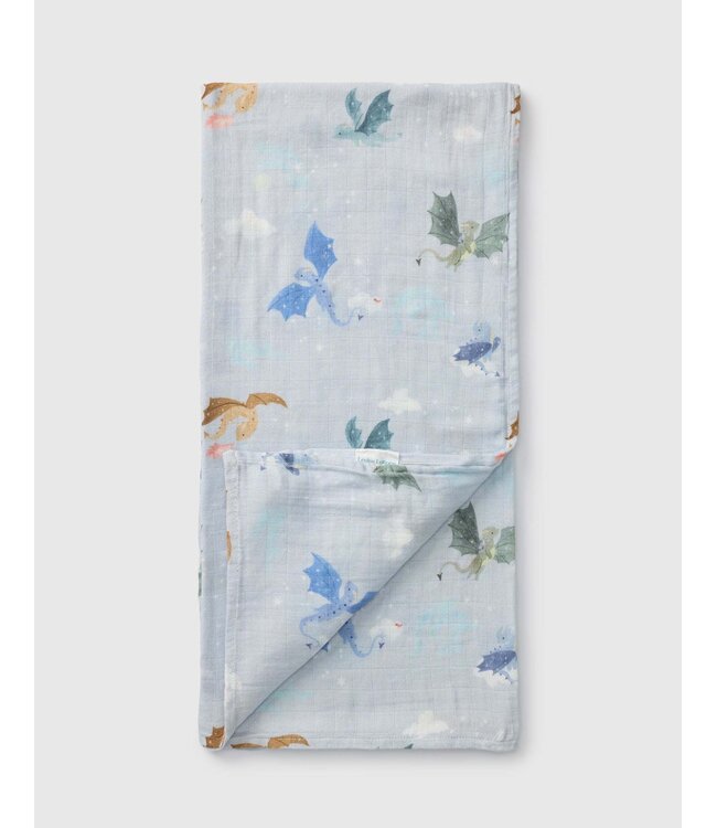 Loulou Lollipop Muslin Swaddle Blanket Magical Dragons