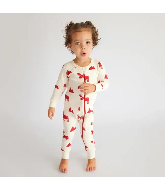 Parade Organics Baby Co. Organic Zip Romper Red Moose