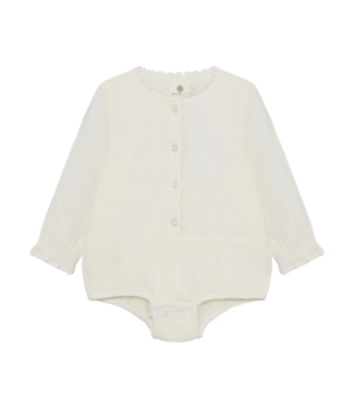 Enfant Woven Long Sleeve Romper Ivory