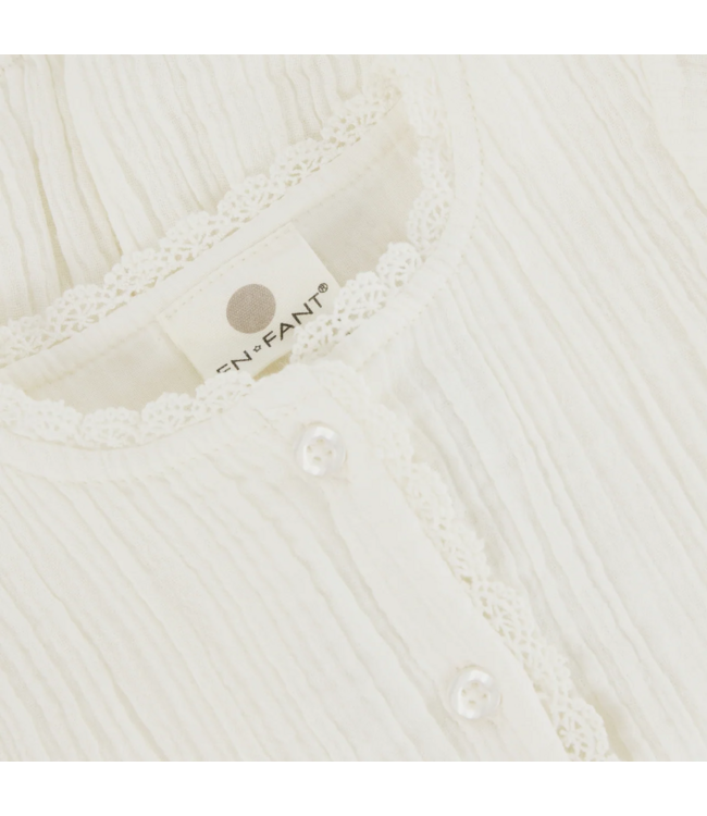 Enfant Woven Long Sleeve Romper Ivory