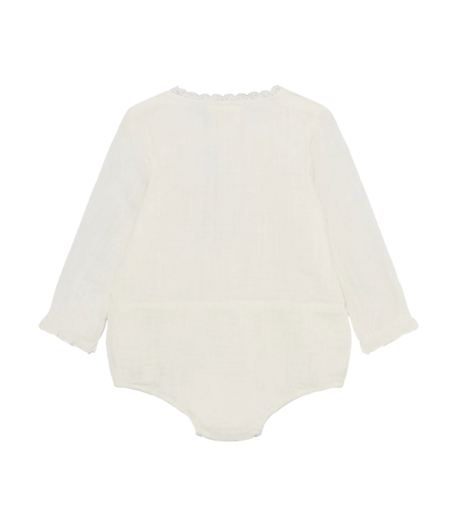 Enfant Woven Long Sleeve Romper Ivory