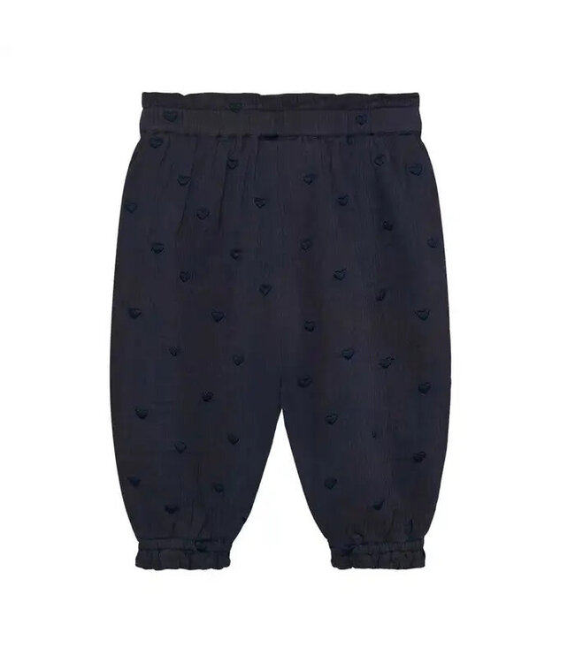 Enfant Woven Pant Navy Embroidered Hearts
