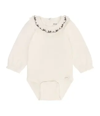 Minymo Minymo Embroidered Collar Bodysuit Ivory