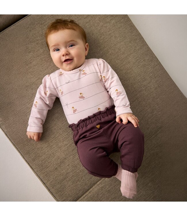 Minymo Minymo Heart Button Sweatpant Dark Plum
