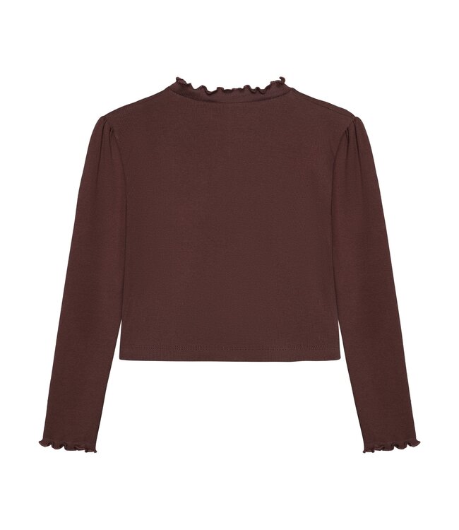 Minymo Minymo Long-Sleeve Glitter Ribbed Top Dark Plum