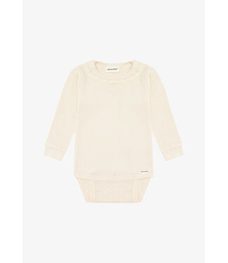 Minymo Long-Sleeve Ribbed Bodysuit Ivory