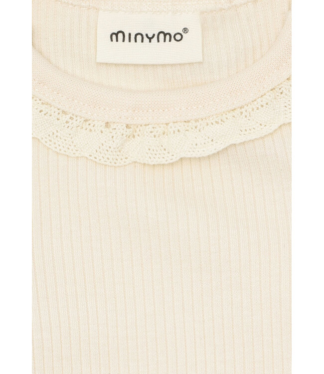 Minymo Minymo Long-Sleeve Ribbed Bodysuit Ivory