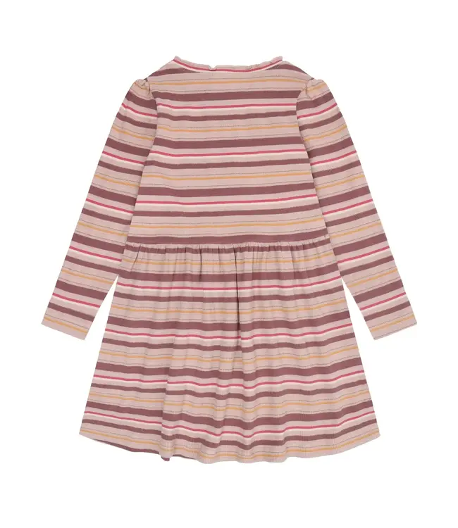 Minymo Minymo Long-Sleeve Striped Ribbed Dress Pink