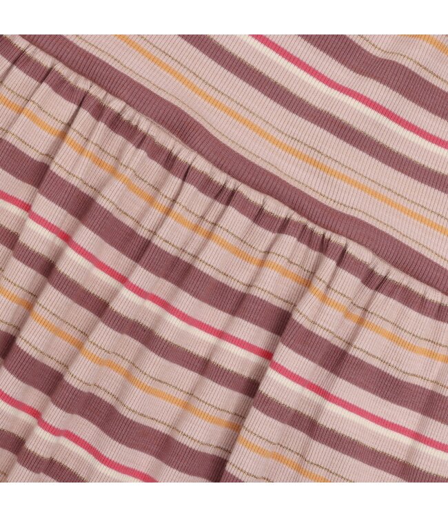 Minymo Minymo Long-Sleeve Striped Ribbed Dress Pink