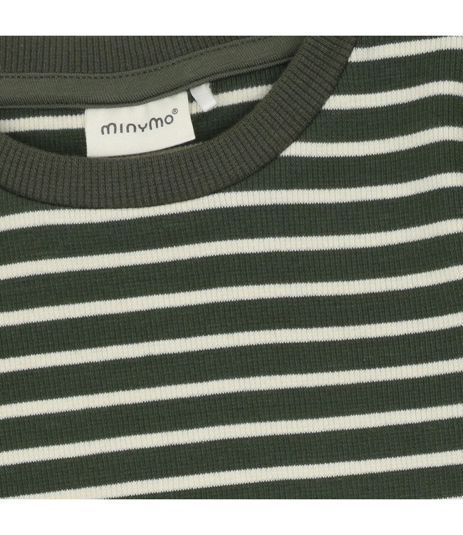 Minymo Minymo Long-Sleeve Striped Top Dark Green