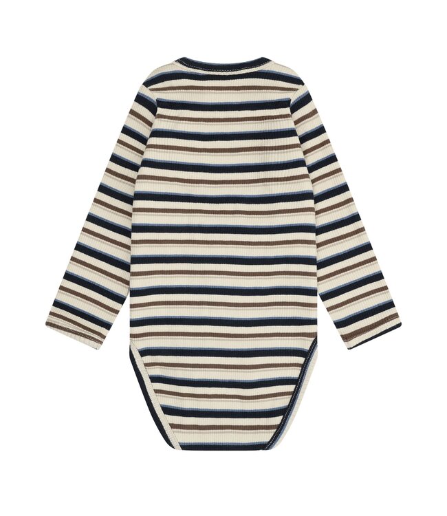 Minymo Minymo Stripe Ribbed Bodysuit Navy