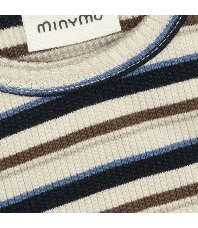 Minymo Minymo Stripe Ribbed Bodysuit Navy