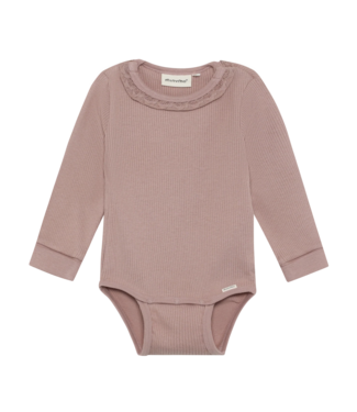 Minymo Minymo Long-Sleeve Ribbed Bodysuit Rose