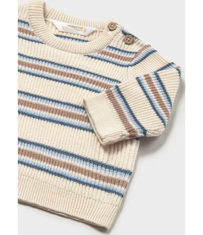 Mayoral Infant Sweater Blue/Taupe Stripe