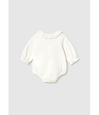 Mayoral Mayoral Ruffle Neck Long Sleeve Onesie Crudo