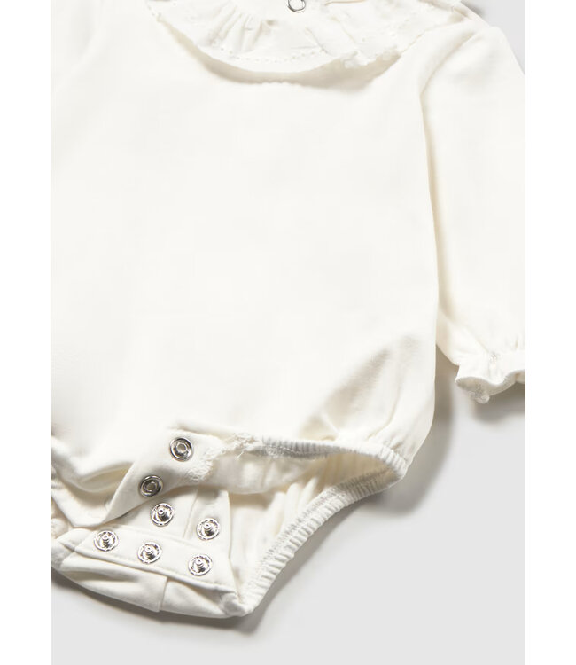 Mayoral Ruffle Neck Long Sleeve Onesie Crudo