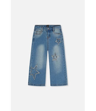 Deux par Deux Wide Leg Denim Star Patches