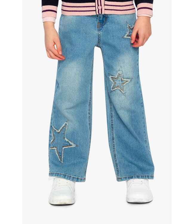Deux par Deux Deux par Deux Wide Leg Denim Star Patches