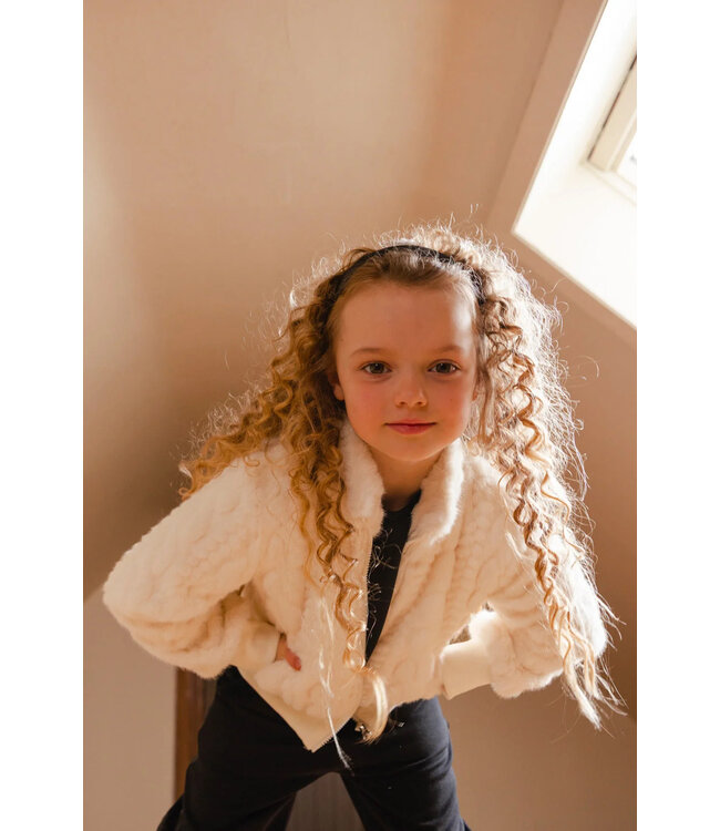 Deux par Deux Deux par Deux Faux Fur Jacquard Jacket Off White