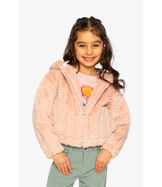 Deux par Deux Deux par Deux Faux Fur Hooded Jacket Rose