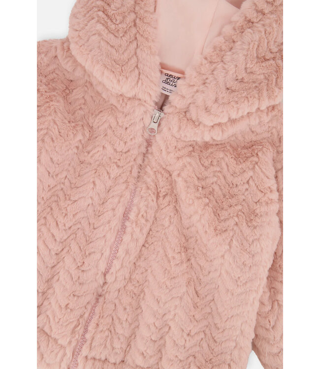 Deux par Deux Deux par Deux Faux Fur Hooded Jacket Rose