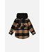 Deux par Deux Fleece Hooded Over Shirt Brown Plaid