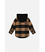 Deux par Deux Deux par Deux Fleece Hooded Over Shirt Brown Plaid