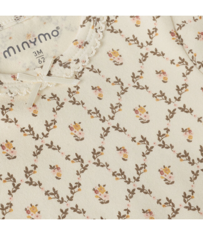 Minymo Minymo Long-Sleeve Floral Jersey Bodysuit Ivory