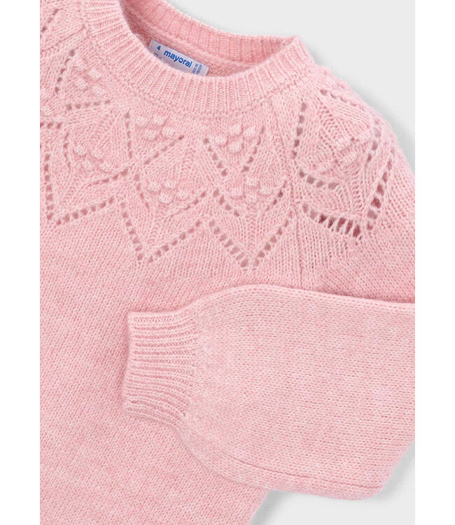 Mayoral Open Knit Sweater Pastel Pink