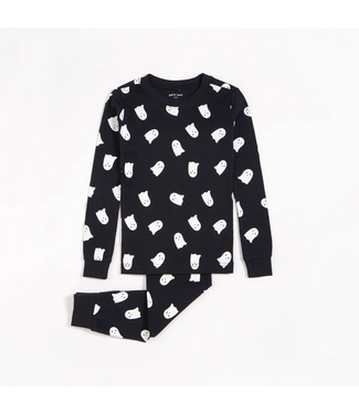 Petit Lem Ghosts Glow in the Dark Print on Black PJ Set