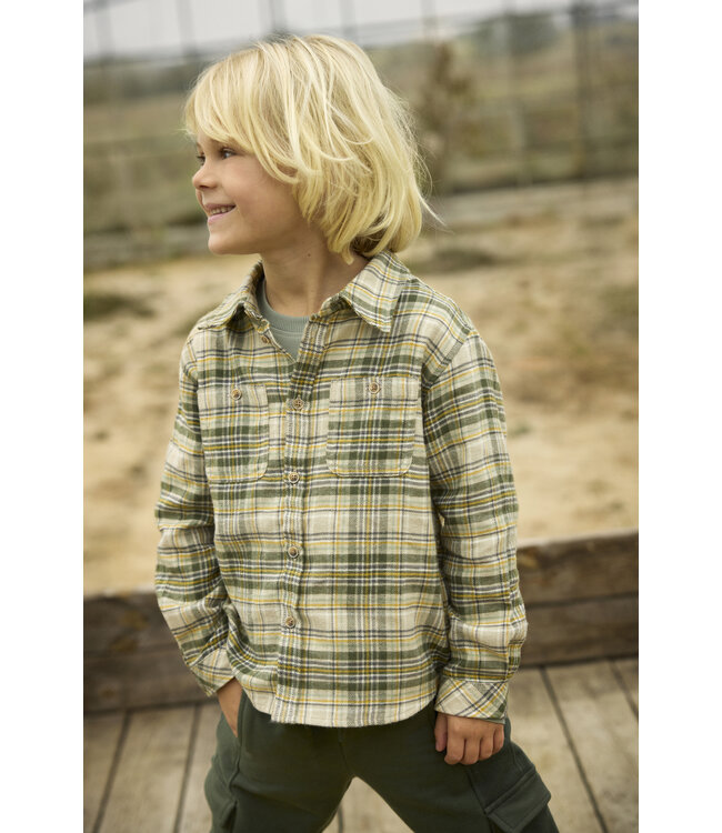 Minymo Checkered Flannel Overshirt Tan