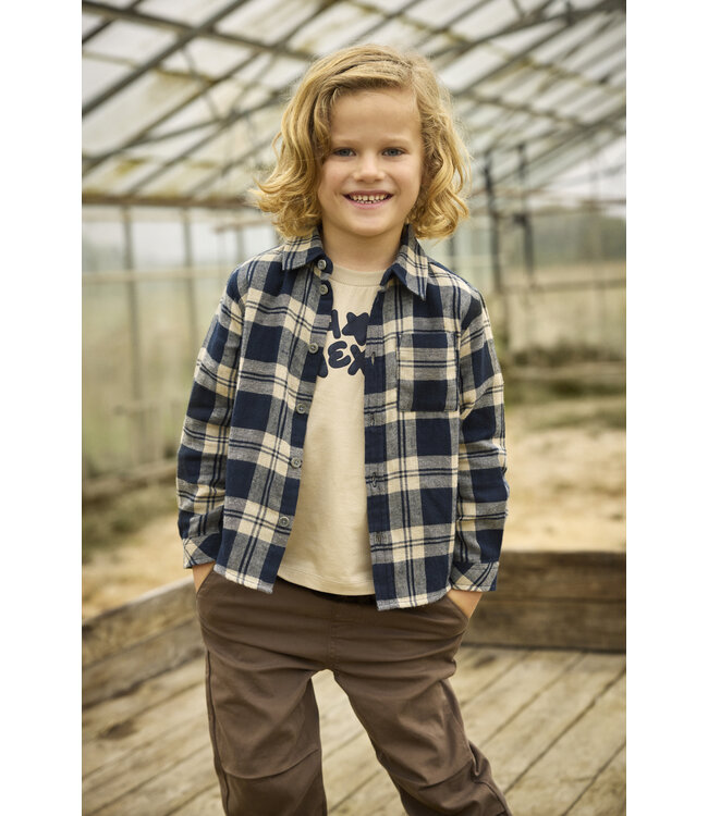 Minymo Plaid Flannel Overshirt Navy