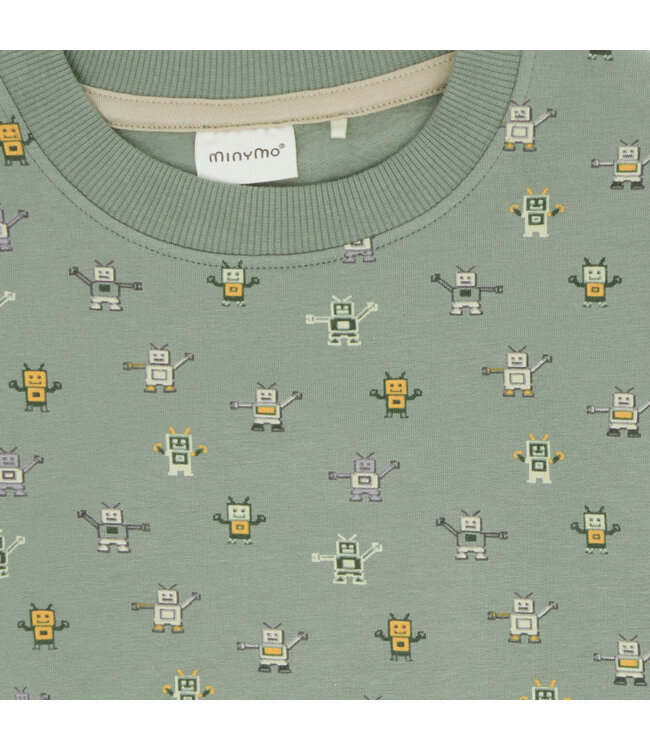 Minymo Minymo Sweatshirt Robot Print Green