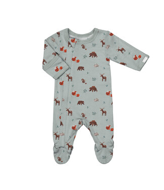 Coccoli Coccoli Modal Zipper Footie Animals on Mercury