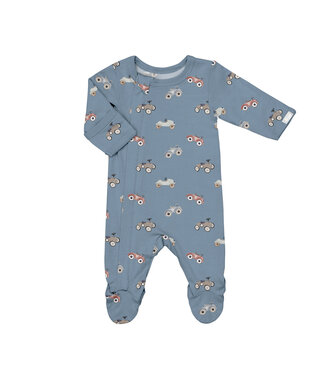 Coccoli Coccoli Modal Zipper Footie Cars on Steel Blue