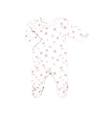 Coccoli Coccoli Modal Zipper Footie Mauve Flowers on Cream