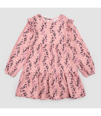 Miles the Label Miles the Label Woven Tiered Dress Pink Floral Vines Print