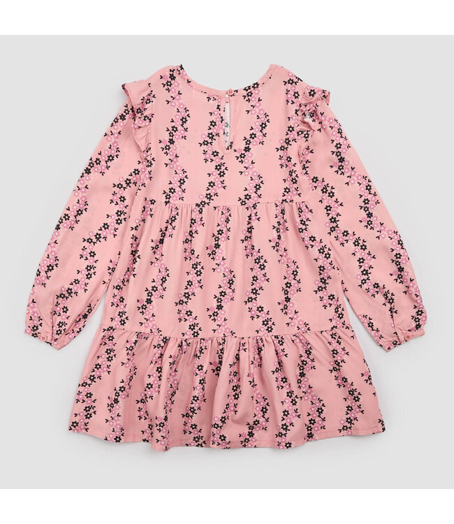 Miles the Label Miles the Label Woven Tiered Dress Pink Floral Vines Print