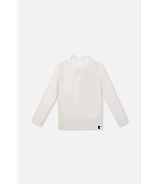 Deux par Deux Brushed Rib Mock Neck Top Off-White
