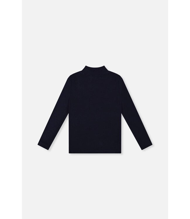 Deux par Deux Deux par Deux Brushed Rib Mock Neck Top Navy