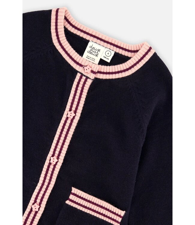 Deux par Deux Deux par Deux Knitted Cardigan Royal Blue/Pink