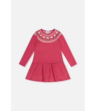 Deux par Deux Deux par Deux Knitted Dress Flower Jacquard Raspberry